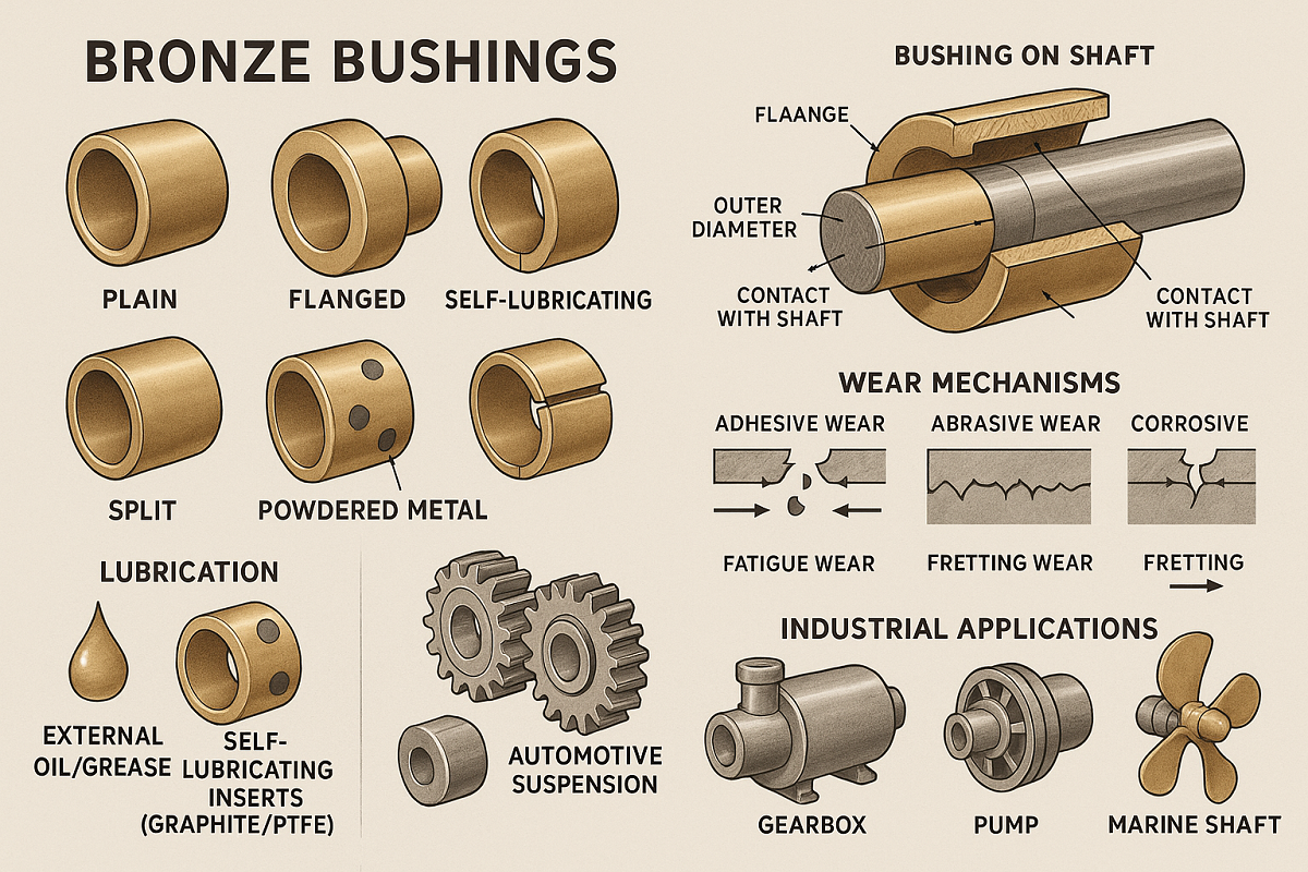 ¿Cuáles son los mecanismos de desgaste comunes para los bujes de bronce y cómo se pueden mitigar?